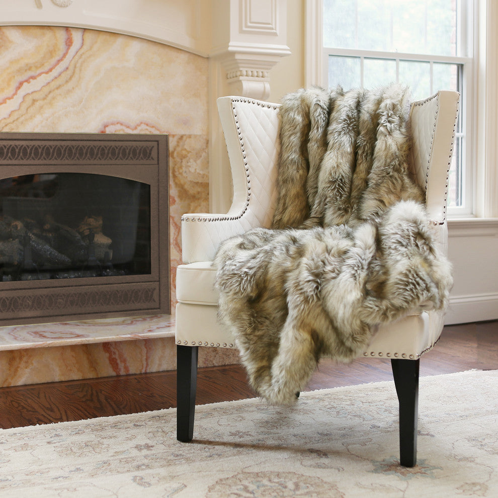 Luxe Faux Fur Throw Blanket, Kitt Fox, 58"x84"