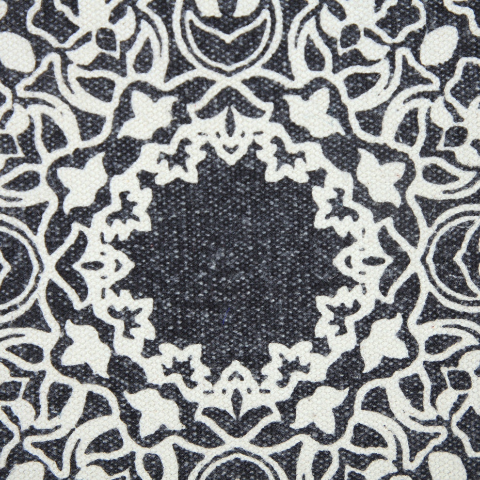 Bohemian Mandala Medallion Throw Pillow, Jet Black, 20" X 20", Poly Fill