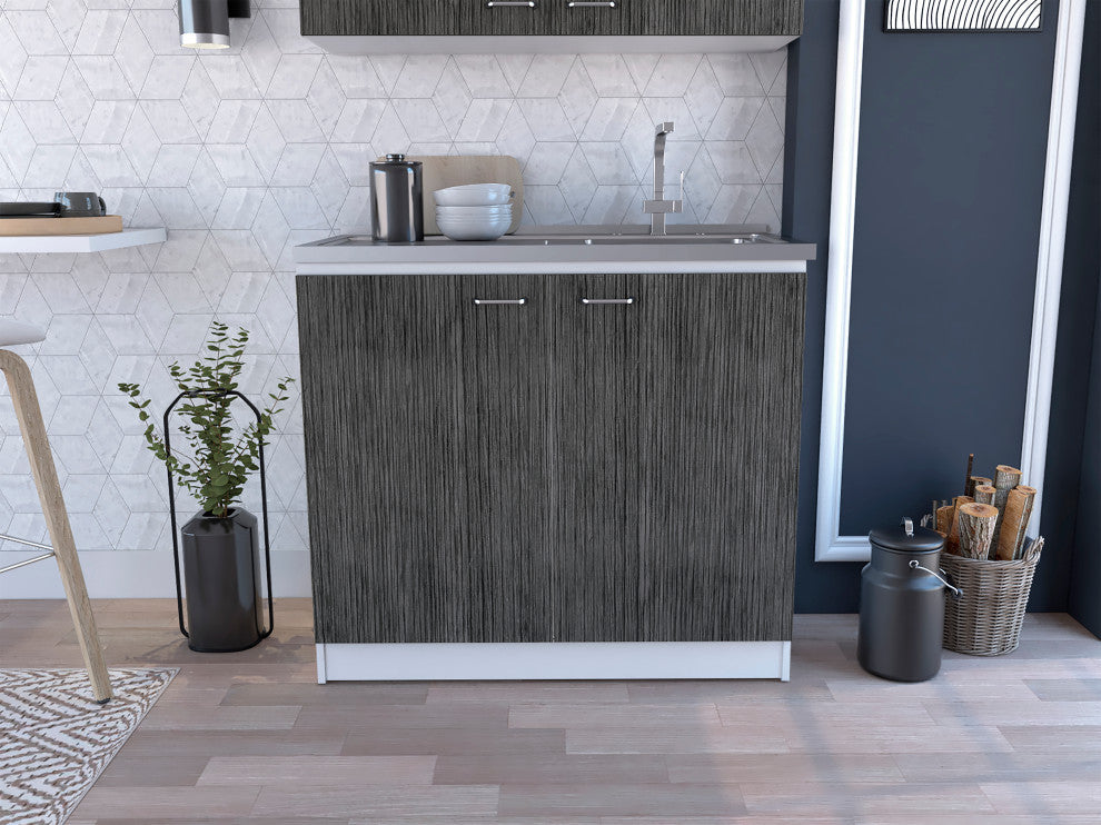 Oklahoma Utility Sink And Cabinet, White Smokey Oak