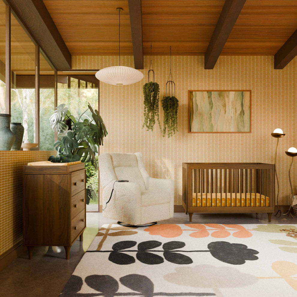 Lolly 3-in-1 Convertible Crib With Toddler Bed Conversion Kit, Natural Walnut