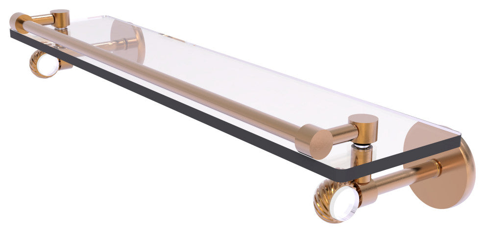 Clearview 22" Gallery Rail Glass Shelf with Twisted Accents, Brushed Bronze