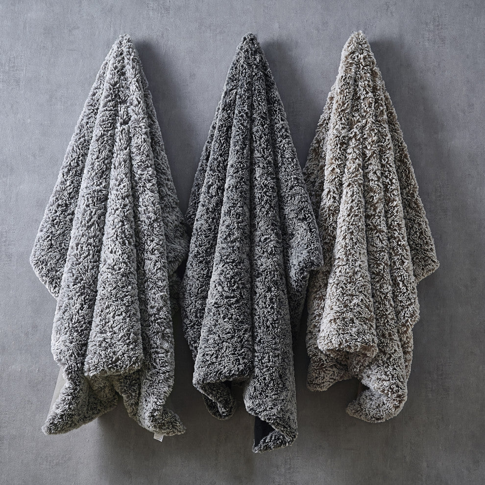 Inspired Home Lucius Throw Two Tone, Polyester 50"x60", Gray