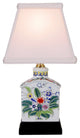 Floral Style Porcelain Tea Caddy Table Lamp 13"