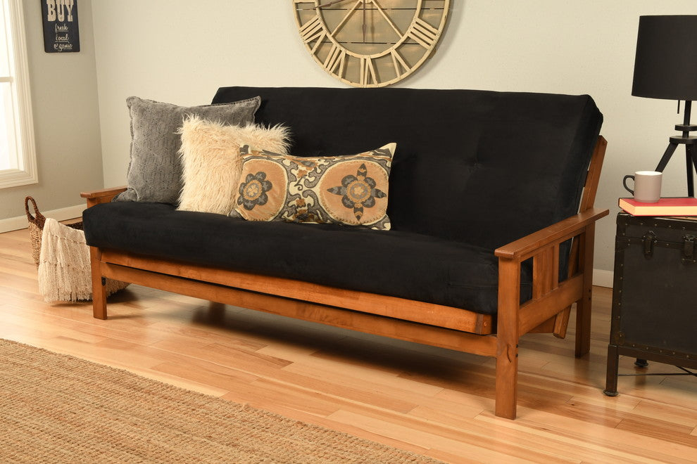 Caleb Frame Futon With Barbados Finish, Suede Black