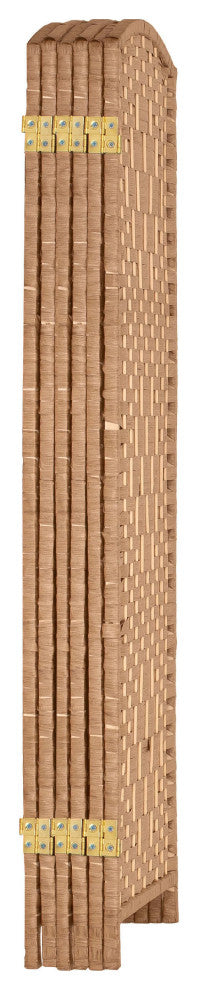 4 ft. Short Diamond Weave Fiber Room Divider Natural 6 Panel