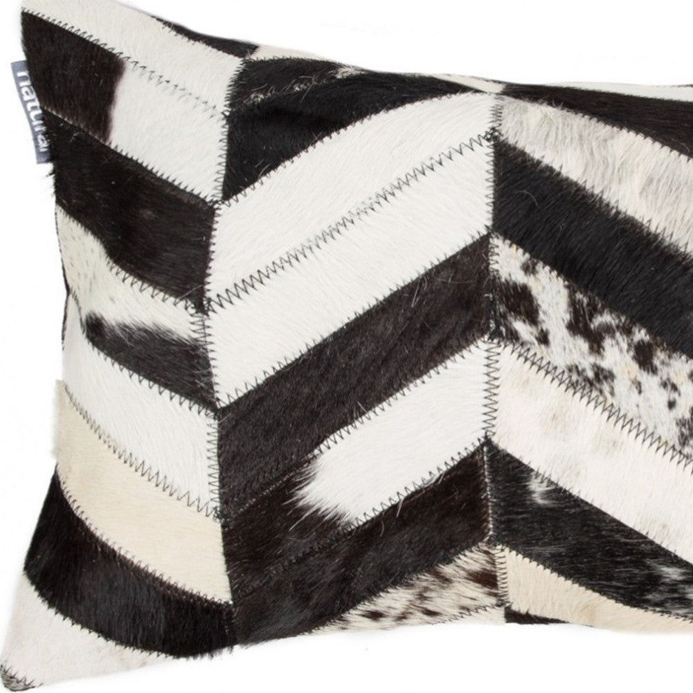 HomeRoots 12" x 20" x 5" Black And Natural Pillow