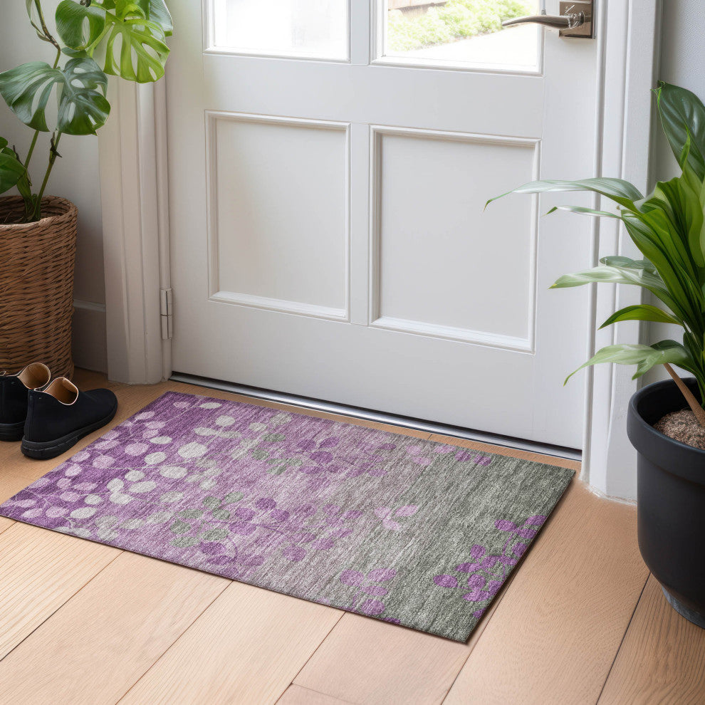 Machine Washable Indoor/Outdoor Chantille ACN1900 Purple 1'8" x 2'6" Rug