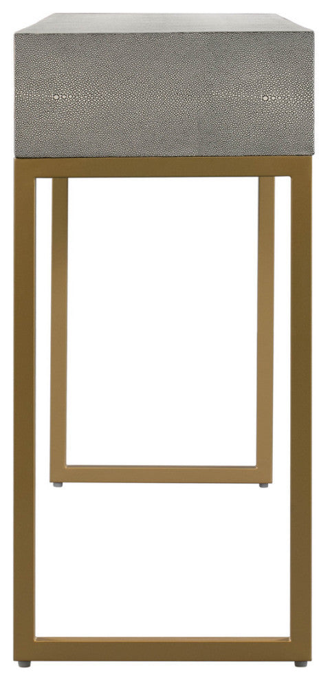 59" Grey Console Table, Brass Gold Entryway Table with Drawers