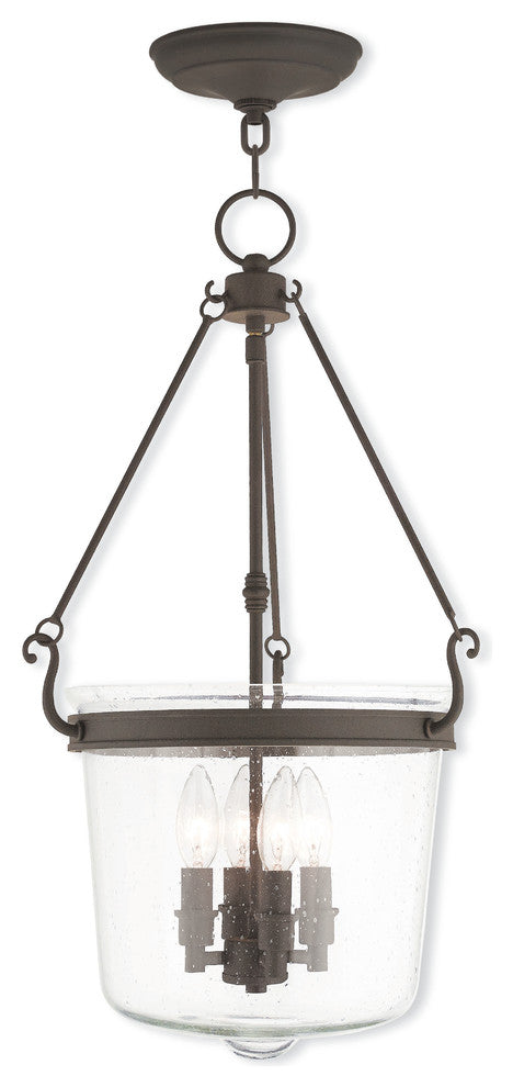 Pendant With Handcrafted Seeded Glass, Bronze