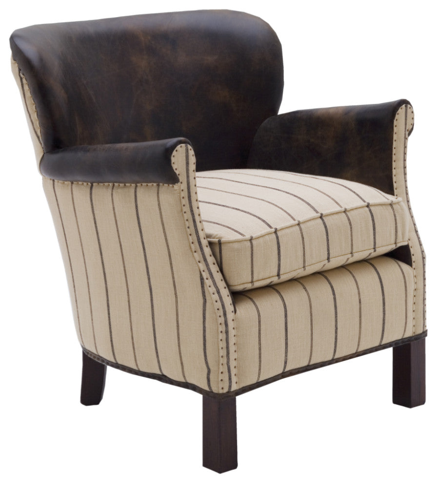 Brown Stripe Leather Armchair | Andrew Martin Harrow