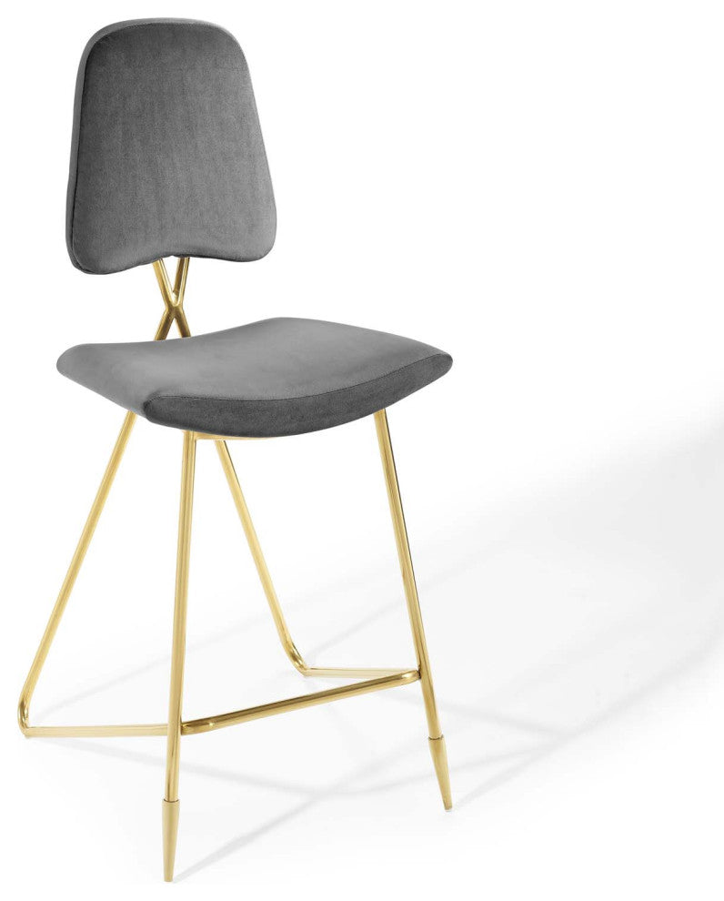 Ponder Bar Stool Performance Velvet Set of 2, Gray