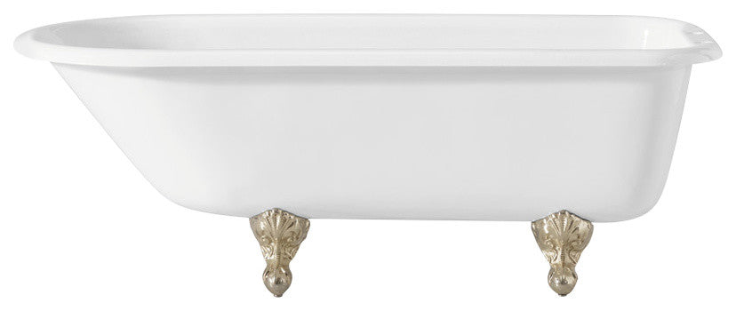 Cheviot Products Cast Iron Bathtub With Faucet Holes, Polished Nickel