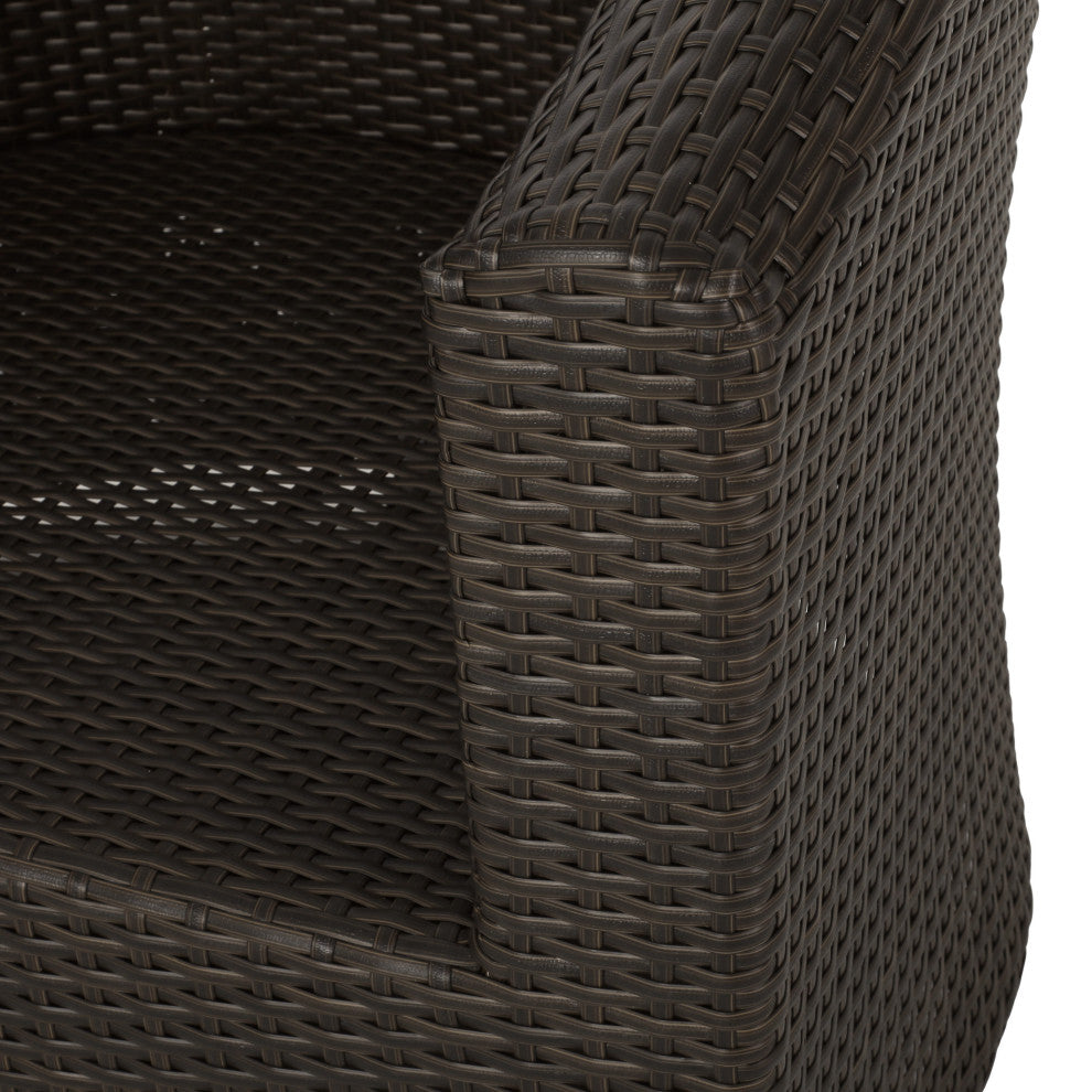 GDF Studio Dillard Outdoor Mix Brown Wicker Swivel Club Chair, Mix Khaki, Single