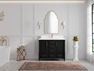 Aberdeen 42 Single Sink Bath Vanity in Black 1.5" White Quartz
