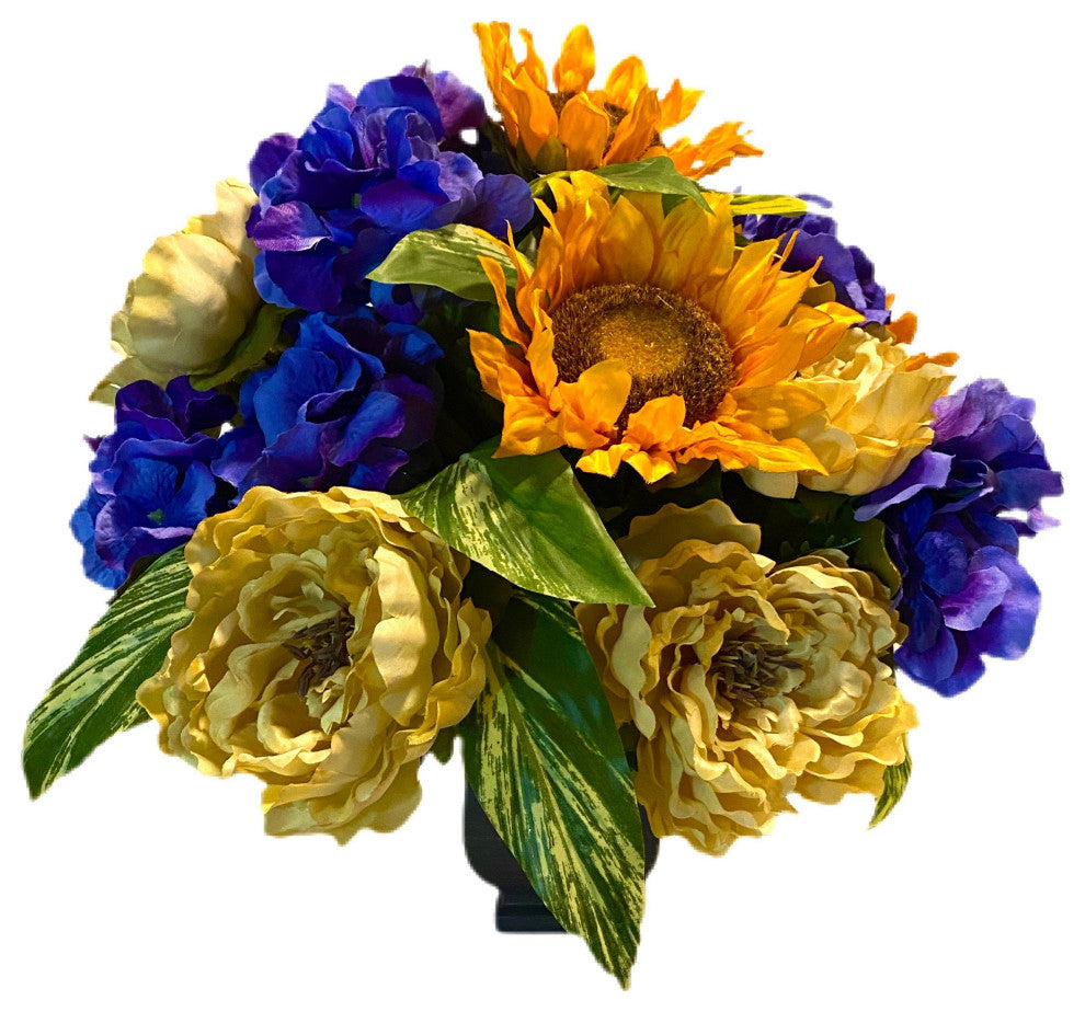 All Season Fall Floral Arrangement Peony Sunflower Gold Purple Ivory
