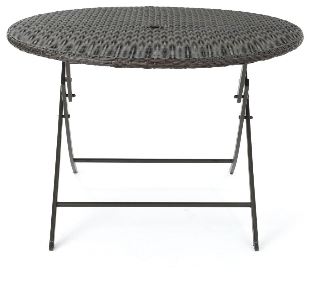 GDF Studio 5-Piece Radley Outdoor Multi-Brown Wicker Dining Set