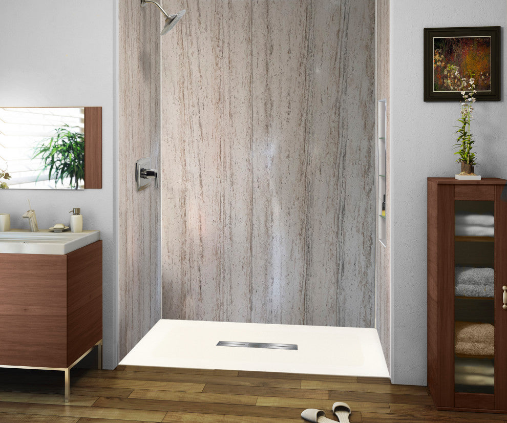 Transolid 63-in L x 35.5-in W Zero Threshold Center Drain Shower Base, Cameo