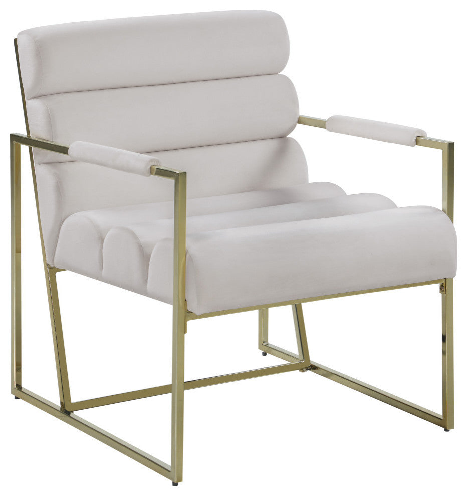 Wayne Velvet Upholstered Accent Chair, Cream