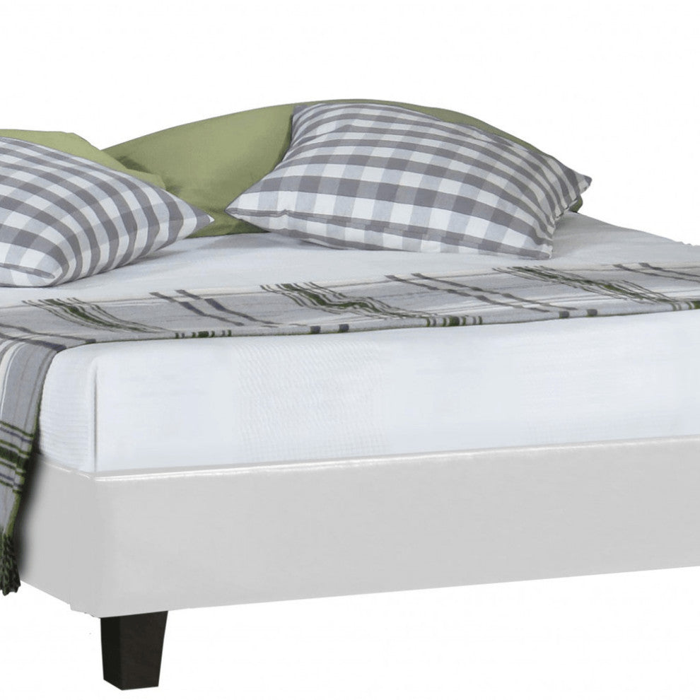White Platform Queen Bed with Two Nightstands