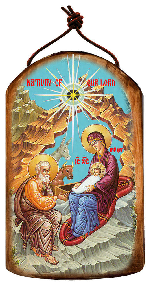 Icon Thodox Nativity Wooden Ornament