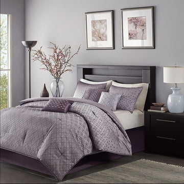 Madison Park Biloxi 7 Piece Comforter Set in Purple