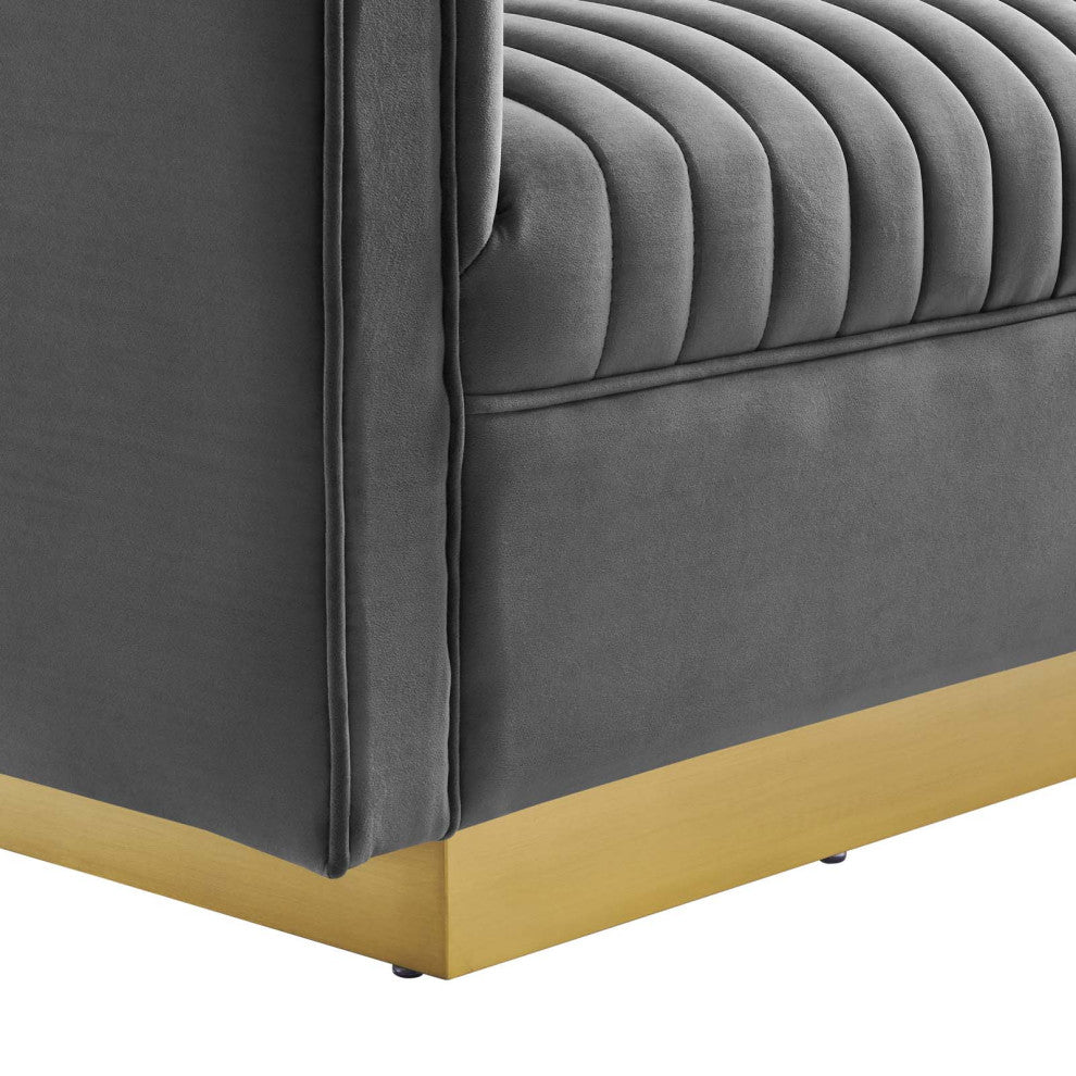 Sanguine Vertical Channel Tufted Performance Velvet Loveseat EEI-4530-GRY