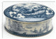 Round Porcelain Decorative Box, Blue/Cream