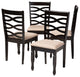 Brande Sand Fabric Espresso Brown Finish Dining Chairs, Set of 4