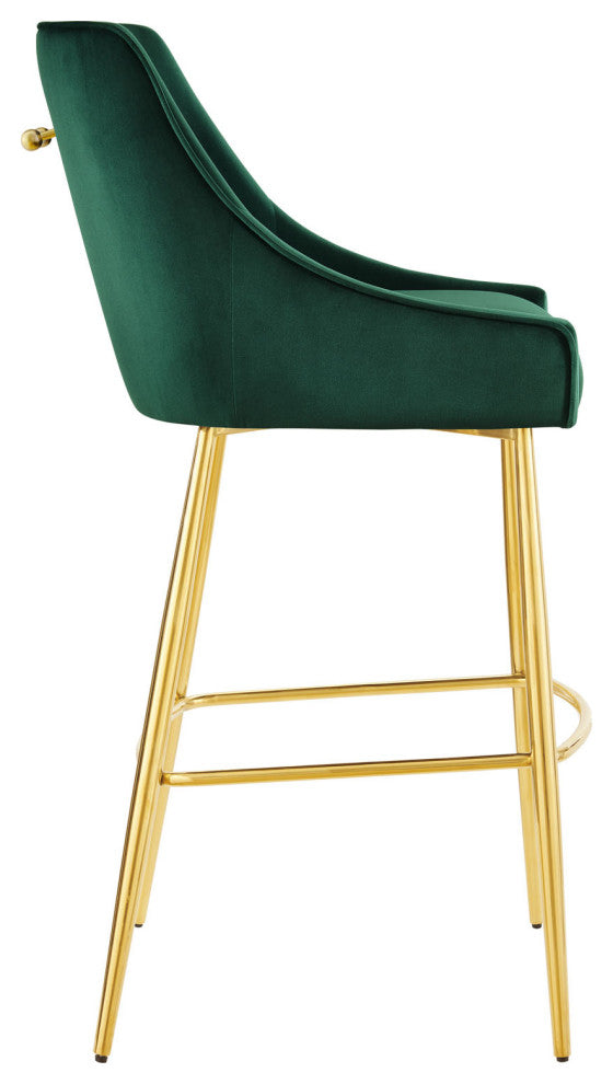 Discern Performance Velvet Bar Stool Green -5473