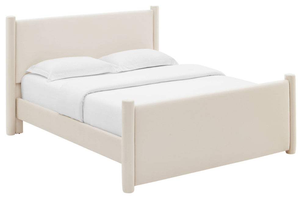 Rael Performance Velvet King Platform Bed, Alabaster