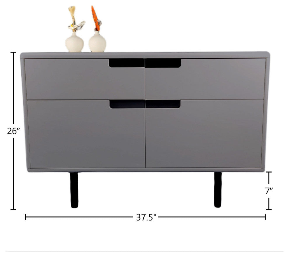 POW Furniture Dornan Minimal Modern Multipurpose Cabinet, Gray