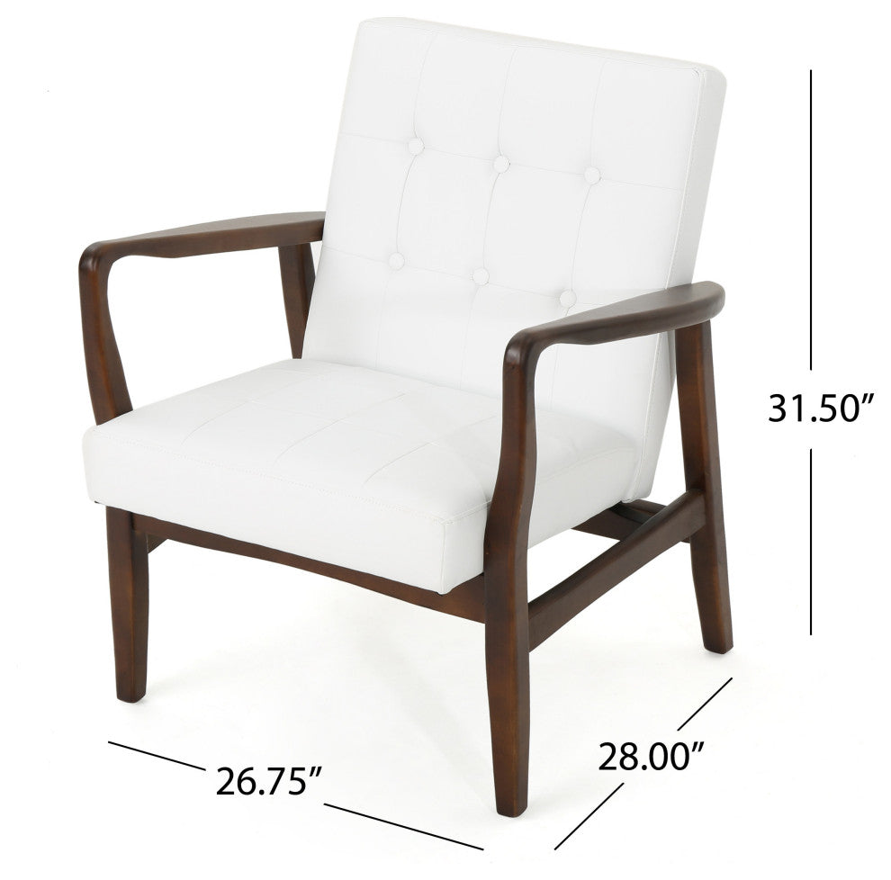 GDF Studio Callisto Mid Century Modern Fabric Club Chair, White