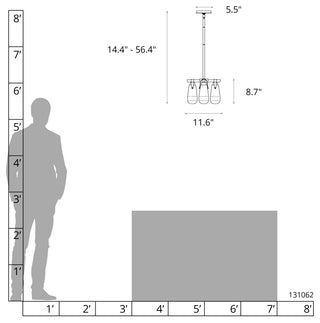 Eos Semi-Flush/Pendant, Sterling Finish, Clear Glass