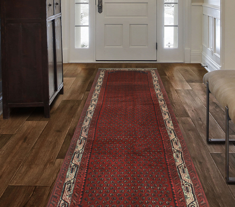 Vintage Distressed Reiner Red/Ivory Runner, 3'4x9'11