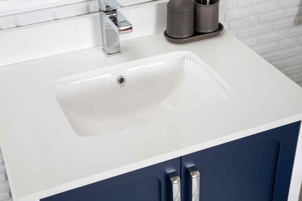 Florin Collection 30" Bathroom Vanity With Sink, Mirror, Countertop, Dark Blue