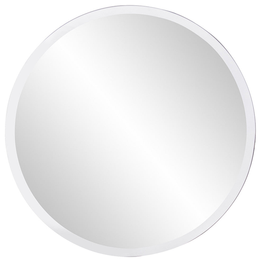 HomeRoots 28" x 28" Minimalist Round Mirror With Beveled Edge