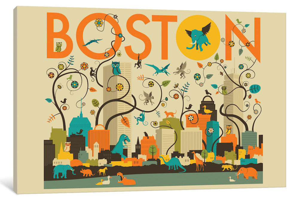 "Wild Boston" Print by Jazzberry Blue, 40"x26"x1.5"