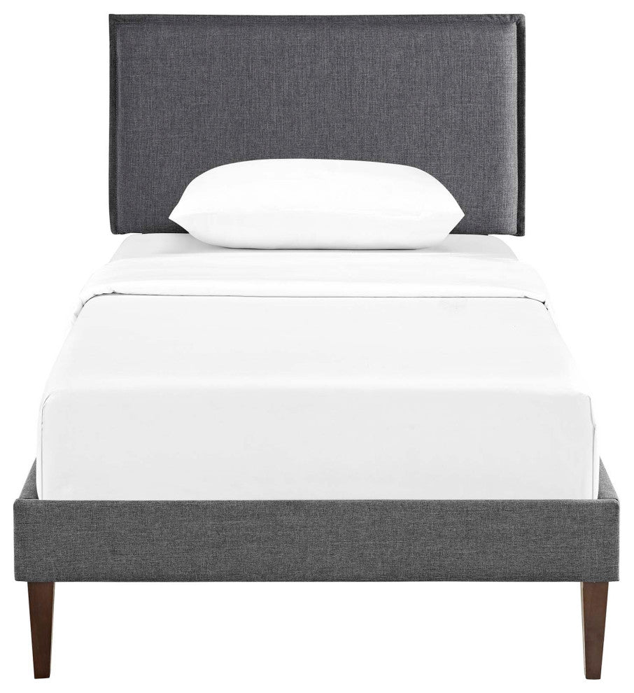 Modway Amaris Twin Platform Bed With Squared Tapered Legs, Gray
