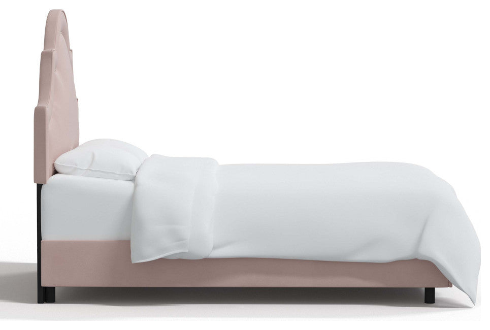 High Arched Bed With Border, Velvet Blush, Twin