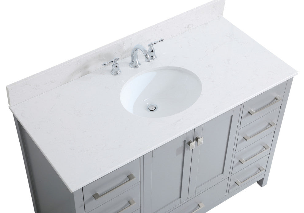 Iris 48" Single Bathroom Vanity, Gray With Backsplash