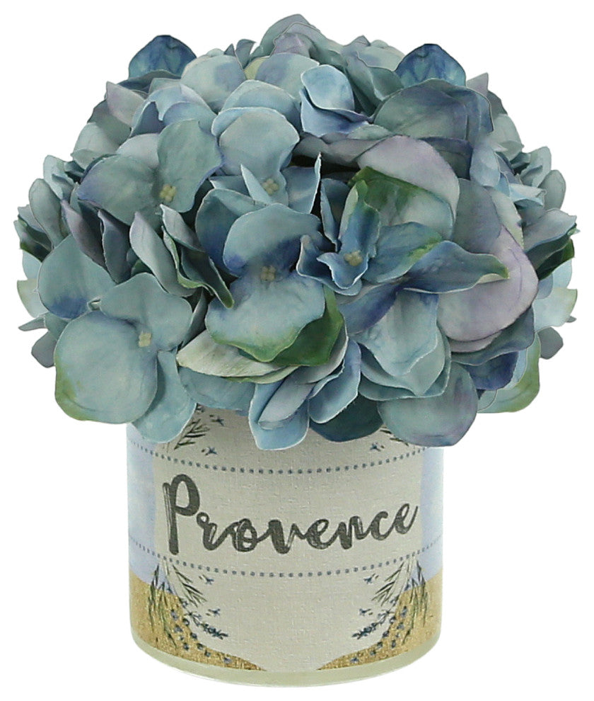 Hydrangea in a Glass Label Vase