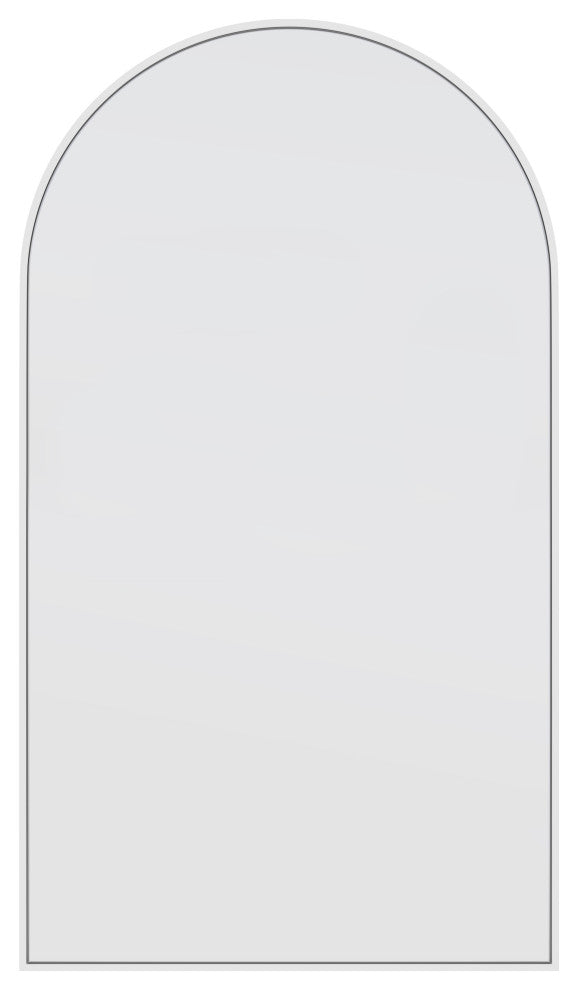 Arch Leaner Dressing Black Stainless Steel Framed Mirror, White