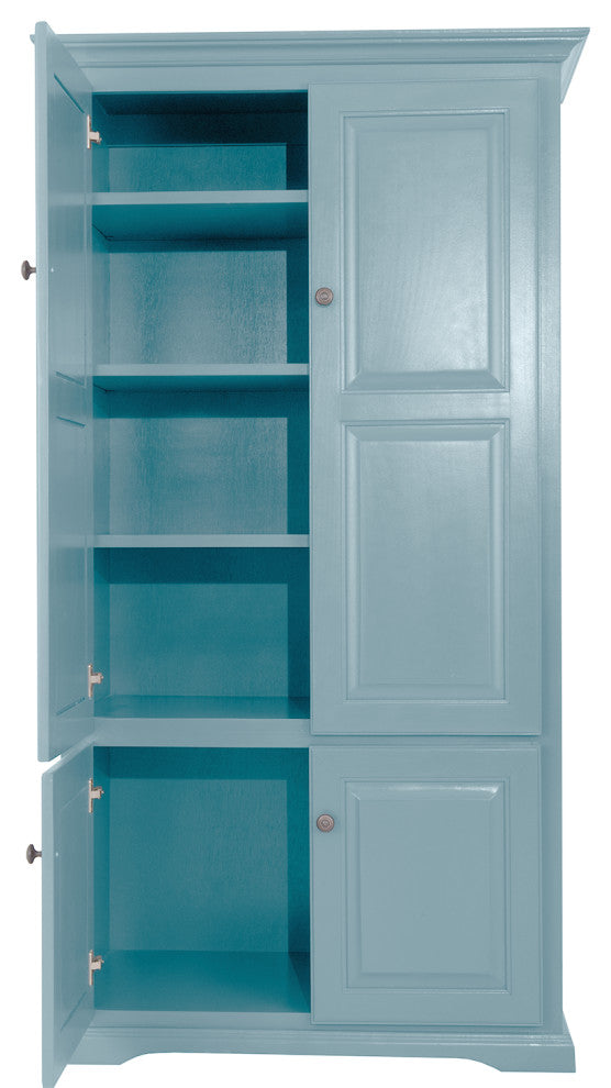 Double Wide Kitchen Pantry Cabinet, Interesting Aqua