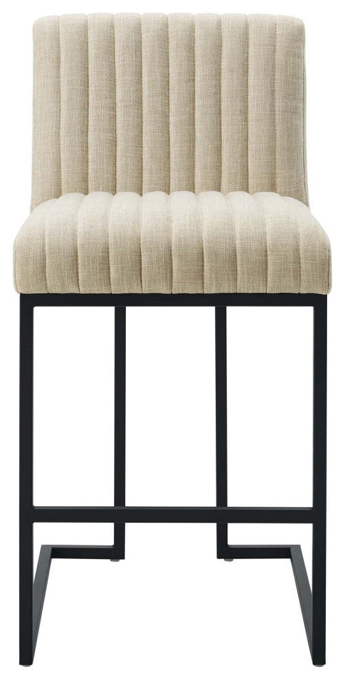 Tufted Counter Stool Chair, Set of 2, Fabric, Metal, Beige, Modern, Bar Pub