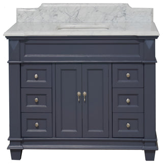 Elizabeth 48" Bathroom Vanity, Marine Gray, Carrara Marble