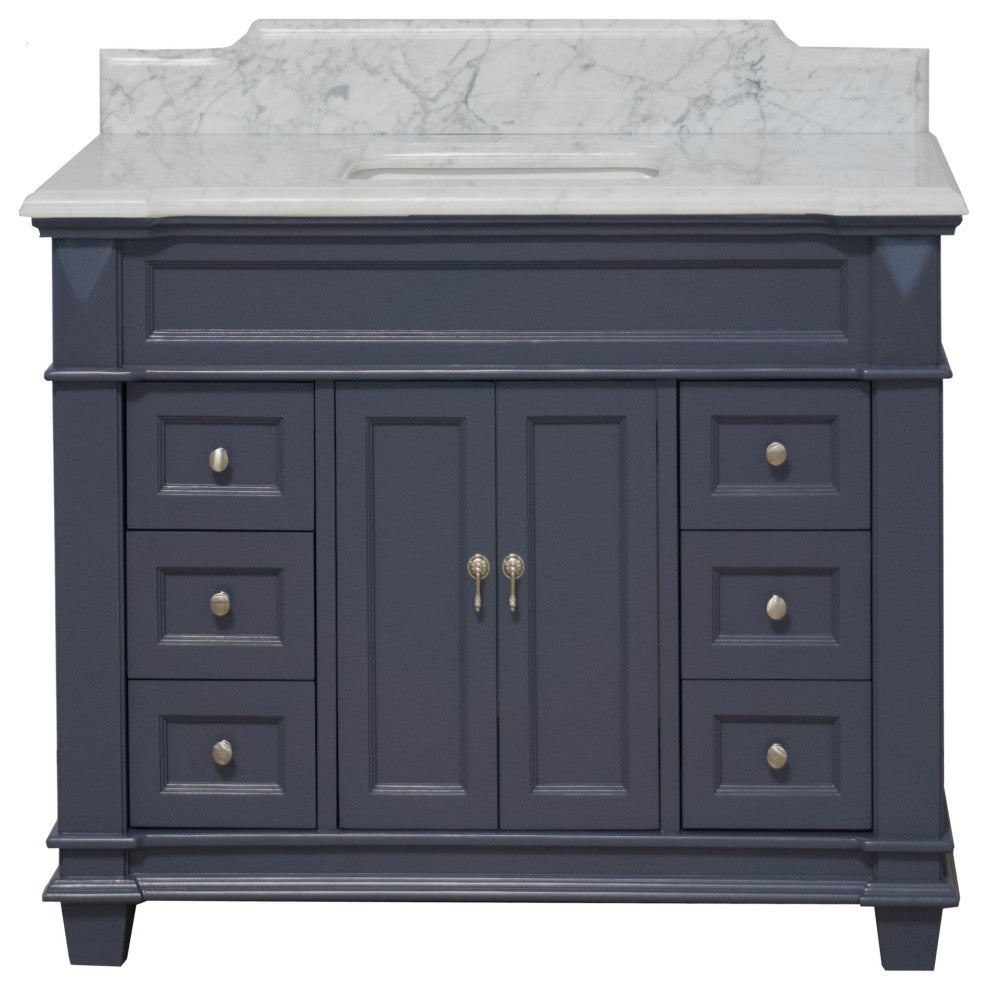 Elizabeth 48" Bathroom Vanity, Marine Gray, Carrara Marble