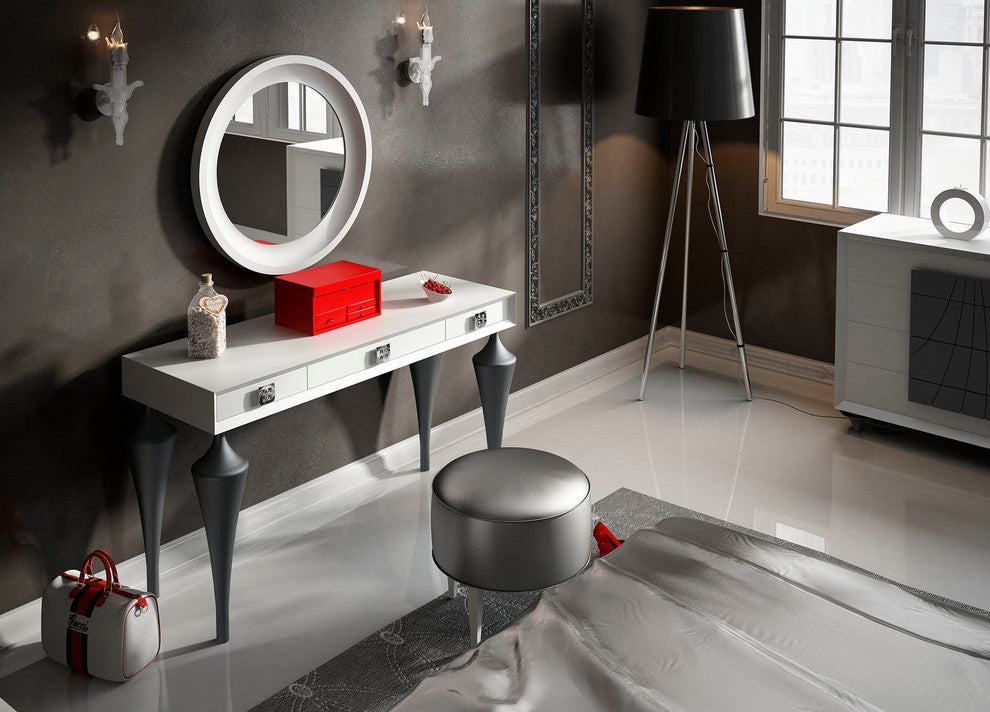 T09 Bedroom Make-up Vanity 55", White and Dark Gray, Matte Finish