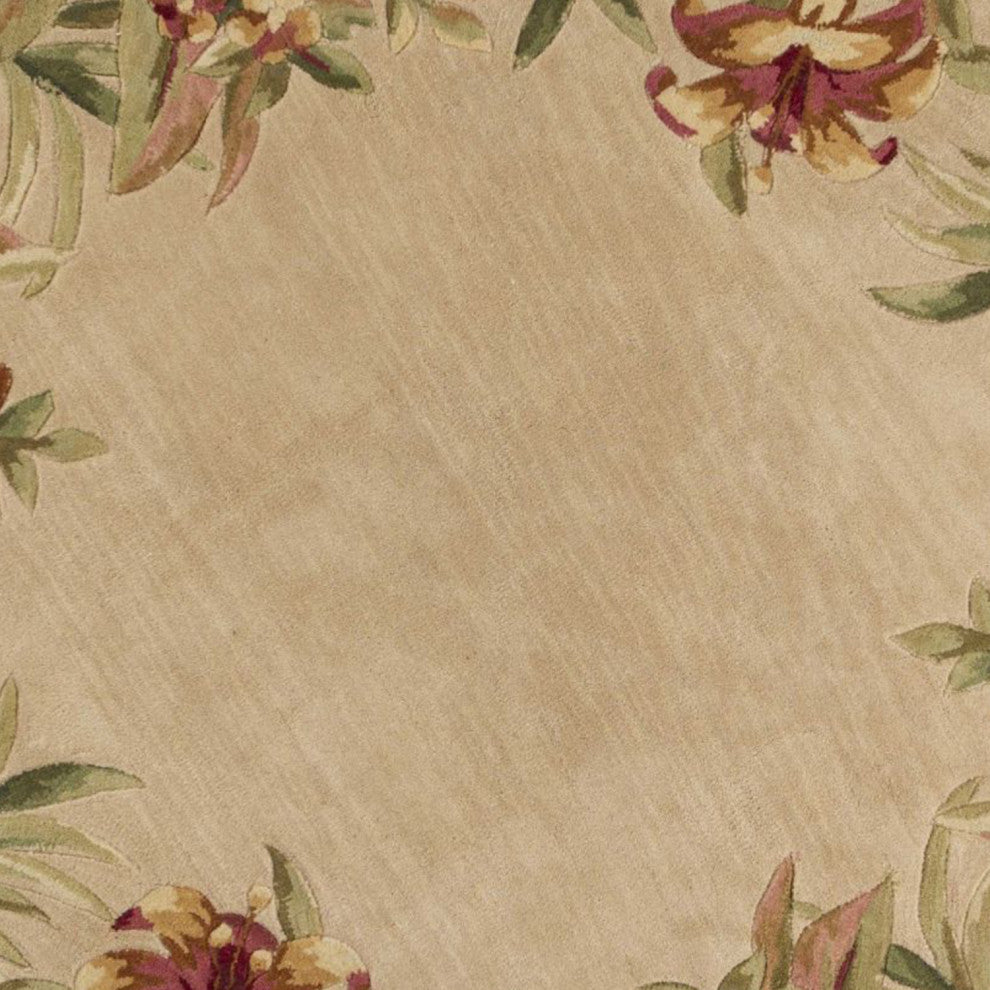 HomeRoots 5' Round Wool Ivory Area Rug