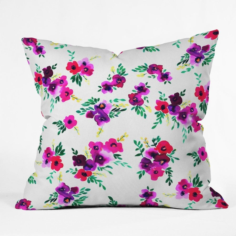 Caleb Troy Wintertide Roses Throw Pillow, 16"x16"