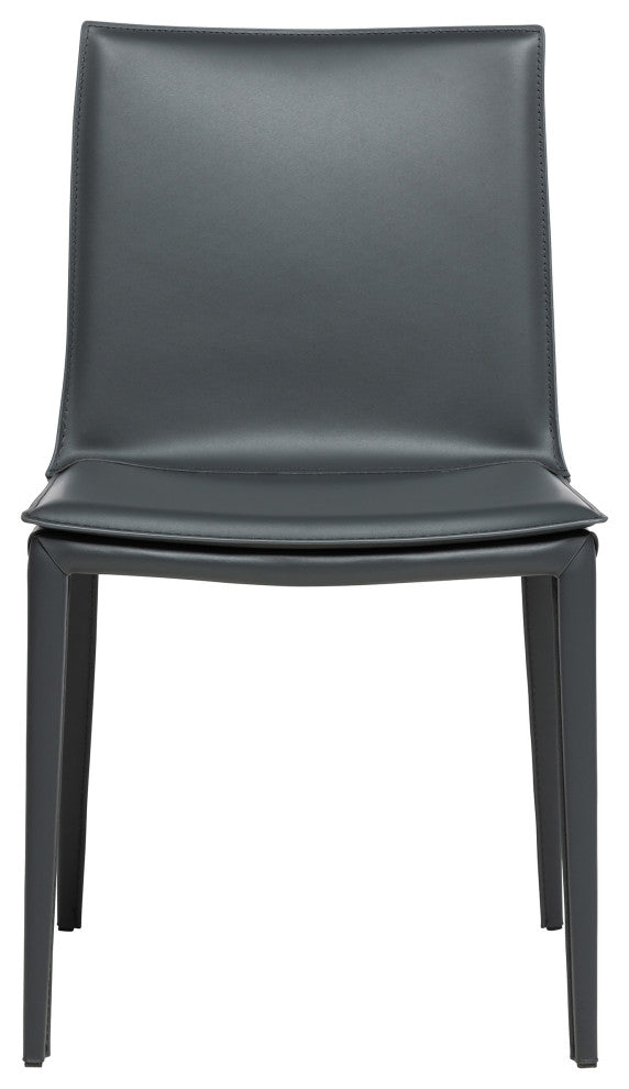 Elite Living Hilton (Set of 2) Modern Leather Upholstered Dining Chair, Gray